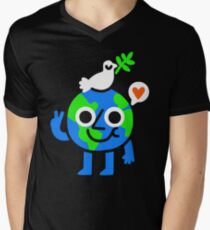 Weltfrieden & amp; Liebe T-Shirt mit V-Ausschnitt