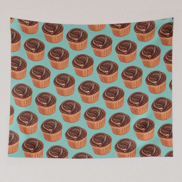 Item preview, Chocolate Cupcake Pattern - Teal designed and sold by Kelly  Gilleran.