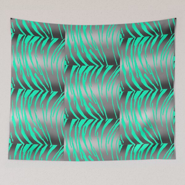Item preview, Silver Tiger Stripes Aqua designed and sold by blakcirclegirl.
