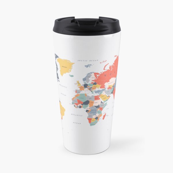 World Map in Happy Colors Travel Coffee Mug