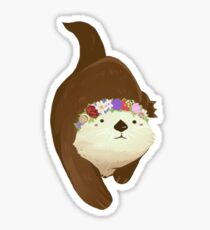 Flower Crown Otter Sticker