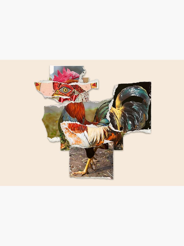 Disover Rooster Paper Collage Premium Matte Vertical Poster