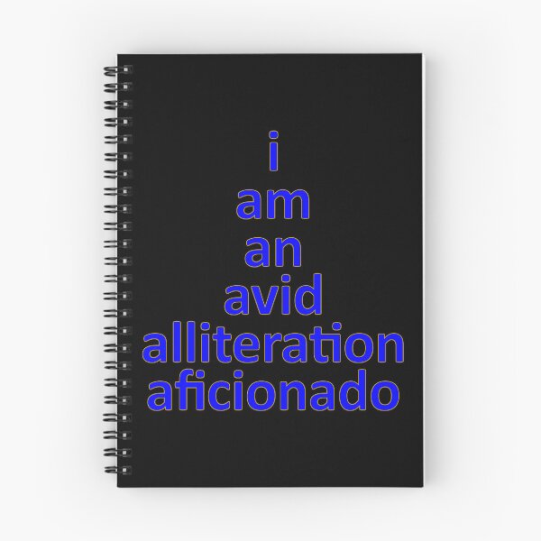 Item preview, I Am An Avid Alliteration Aficionado, Interesting Word Pun Blue Letters designed and sold by artfulnotebook.
