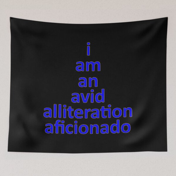 Item preview, I Am An Avid Alliteration Aficionado, Interesting Word Pun Blue Letters designed and sold by artfulnotebook.