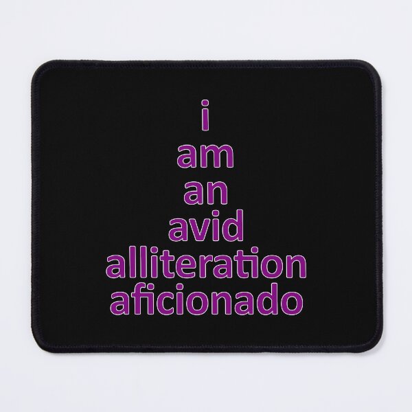 Item preview, I Am An Avid Alliteration Aficionado, Fun Word Pun Purple Letters designed and sold by artfulnotebook.