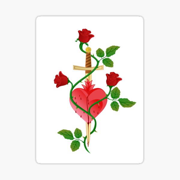 Sword, roses, love, tattoo Sticker