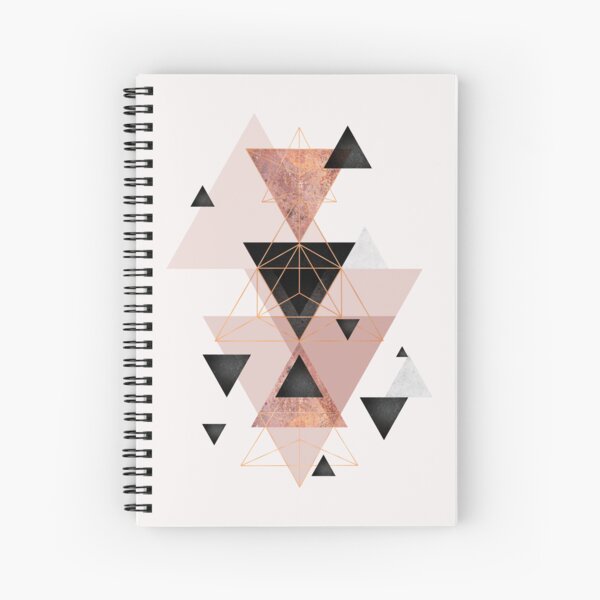 Geometric Triangles in blush and rose gold Spiral Notebook