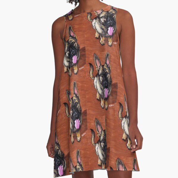 Happy German Shepherd A-Line Dress