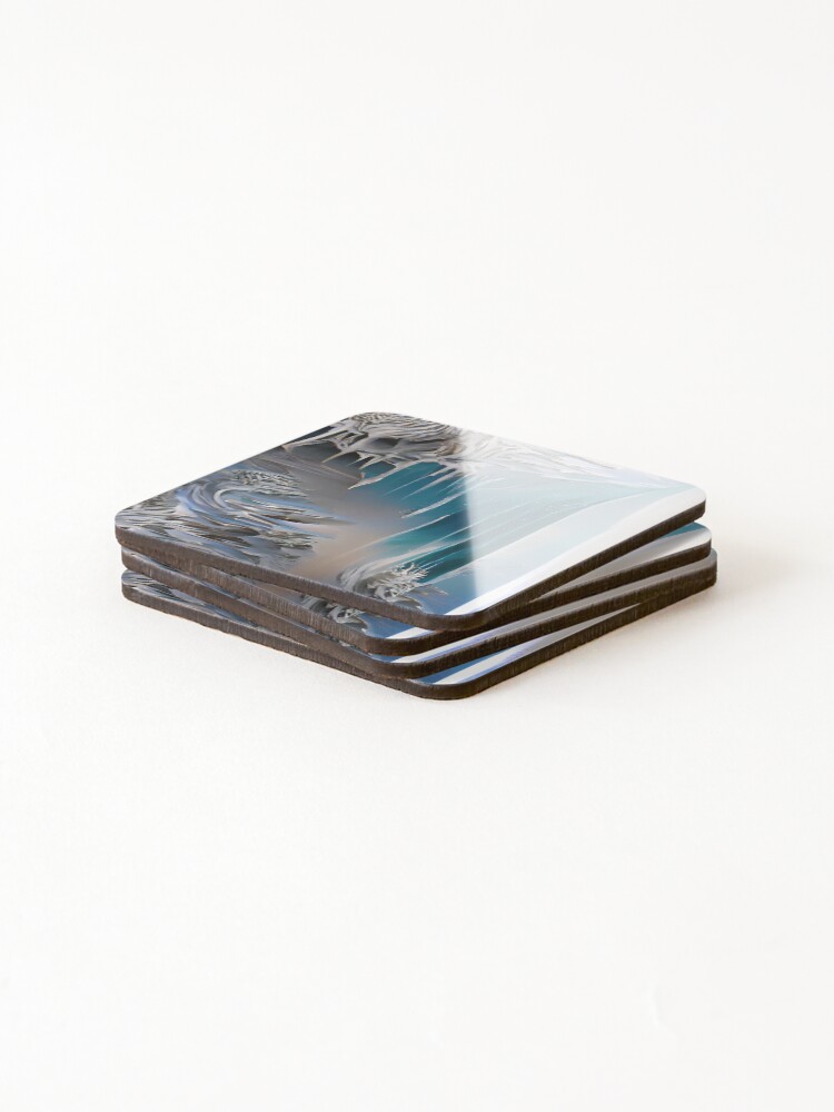 Thumbnail 4 of 5, Coasters (Set of 4), Frozen Cliffs designed and sold by EtherealLabAI.