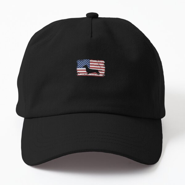 Dogs 365 Vintage Dachshund Dog US American Flag Pullover Hoodie Cap by AlexLudwigd