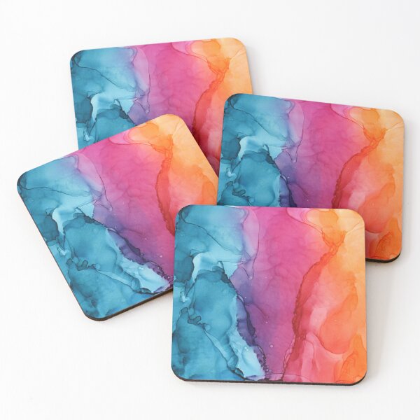 Item preview, Alcohol Inks - Teal, Pink and Orange designed and sold by artbylisanadine.