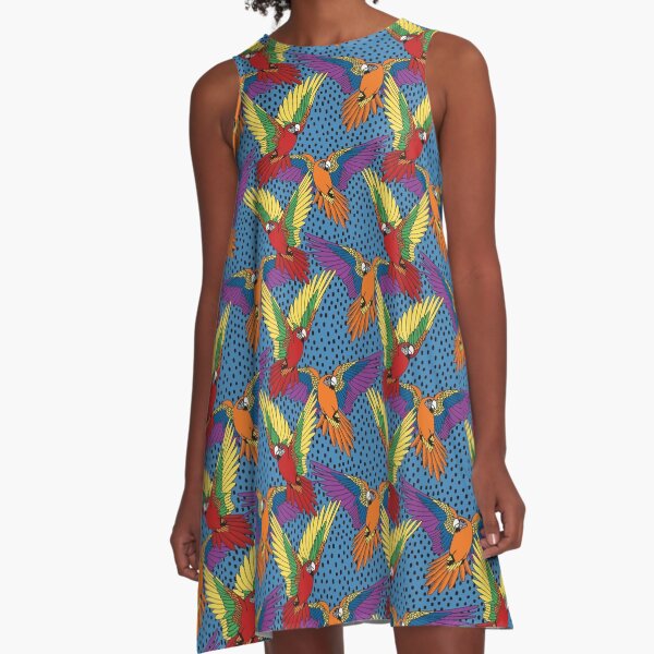 Flight of Freedom & Pride Rainbow Parrots A-Line Dress