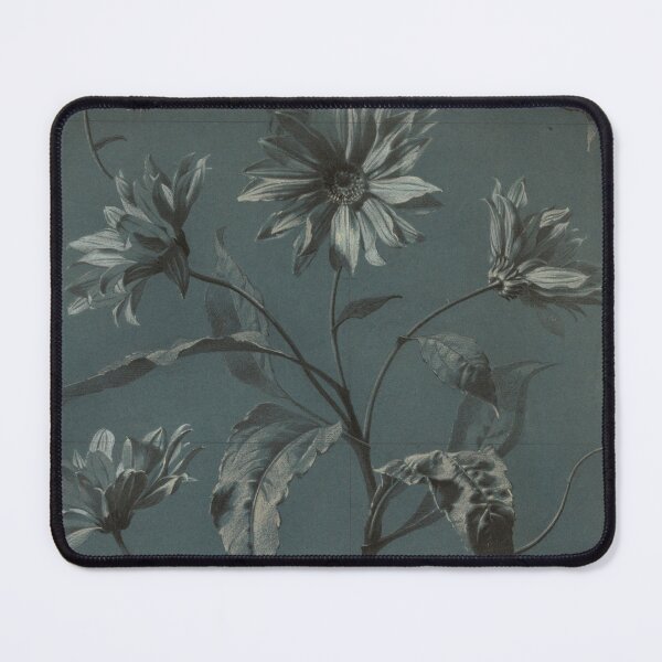 Item preview, Black and White Flowers on Blue designed and sold by CatbellyDesigns.