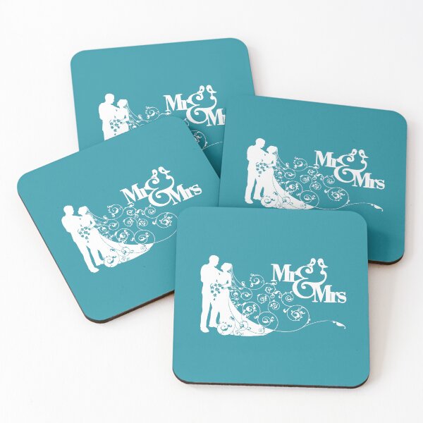 Item preview, MR & MRS Wedding Bliss - Teal/White designed and sold by PawsitiveMum.