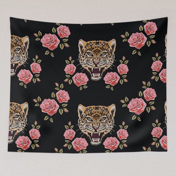 Item preview, Colorful floral embroidery leopard designed and sold by Mnightsa.