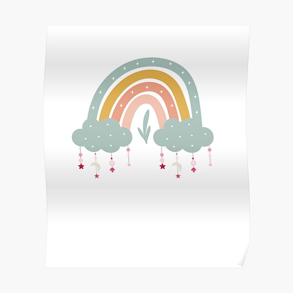 Cute Bohemian Rainbow And Cloud Poster For Sale By Atcharawan9965