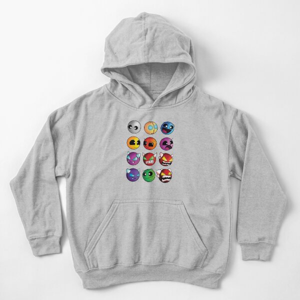geometry dash difficulty demon faces Kids Pullover Hoodie