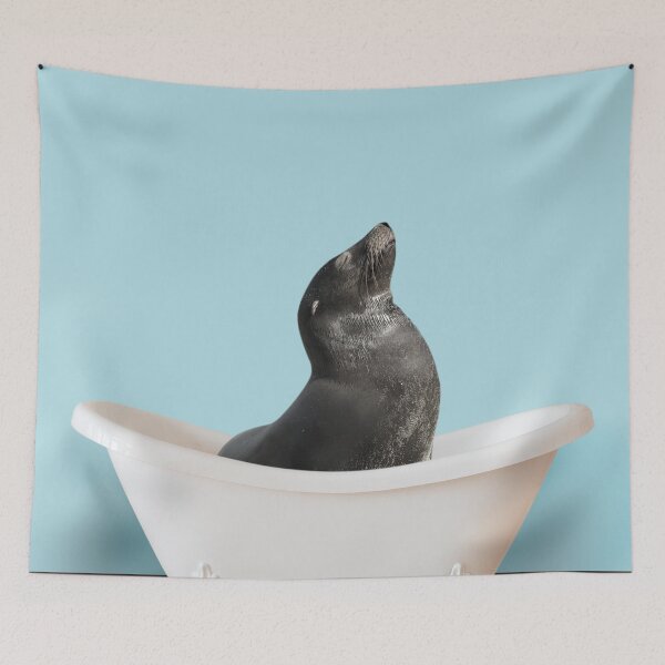 Item preview, Playing sea lion in bathtub designed and sold by ESCAPZ.