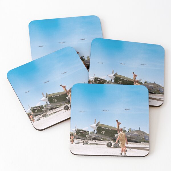 Item preview, USAAF P-38 Lightnings fly over RNZAF Kittyhawks. designed and sold by Rarity-Color.