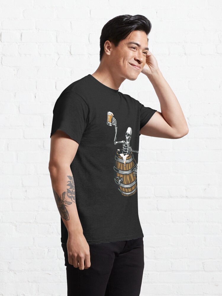Skeleton Beer Baseball T-Shirt - Pirate T-Shirt - Skeleton Tee Shirt 