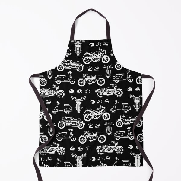 Item preview, Illustration pattern of stylized black and white motorcycles scooters and helmets designed and sold by iswenyi.