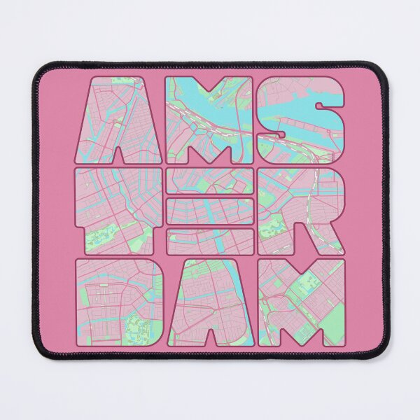 Item preview, Amsterdam Map Art Text Art Pink The Netherlands designed and sold by cashewdays.
