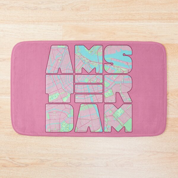 Item preview, Amsterdam Map Art Text Art Pink The Netherlands designed and sold by cashewdays.