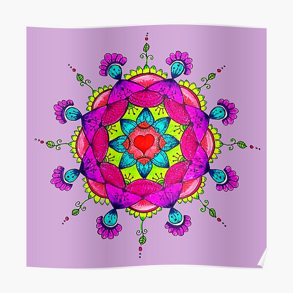 Mandala corazón de hogar Póster