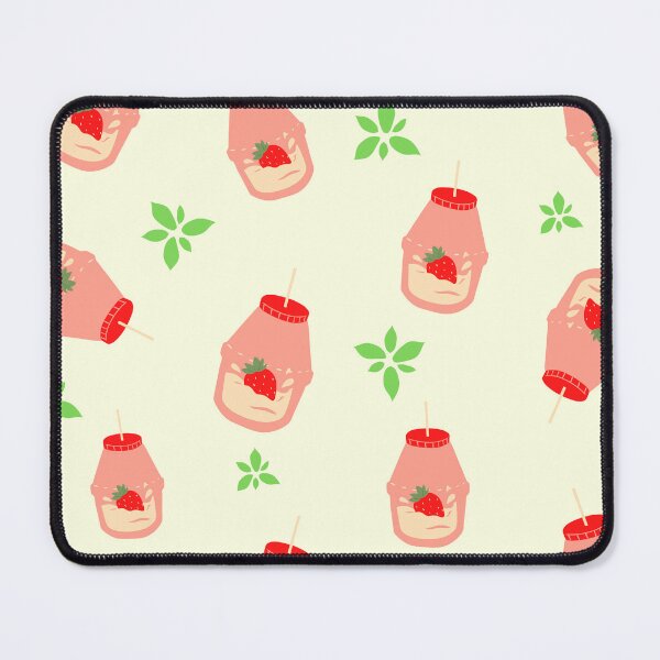 Item preview, Strawberry Milk Pink and Green Leaf Pattern designed and sold by katagnesart.