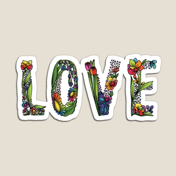 Floral Rainbow LOVE Magnet