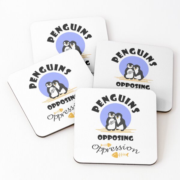 Item preview, Penguins Opposing Oppression (Black on White, cute penguin art.) designed and sold by MyThingNow.