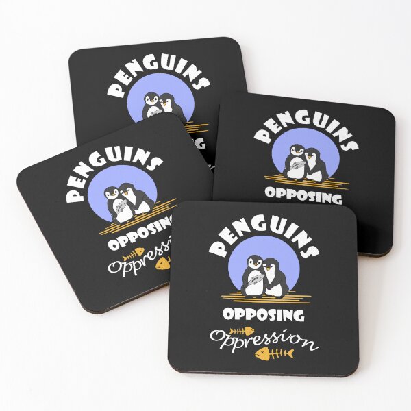Item preview, Penguins Opposing Oppression (White on Black, cute penguin art.) designed and sold by MyThingNow.