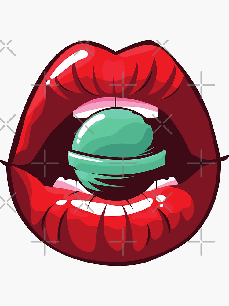 Lollipop Red Lips Sexy Red Lips Hot Lips Sticker For Sale By