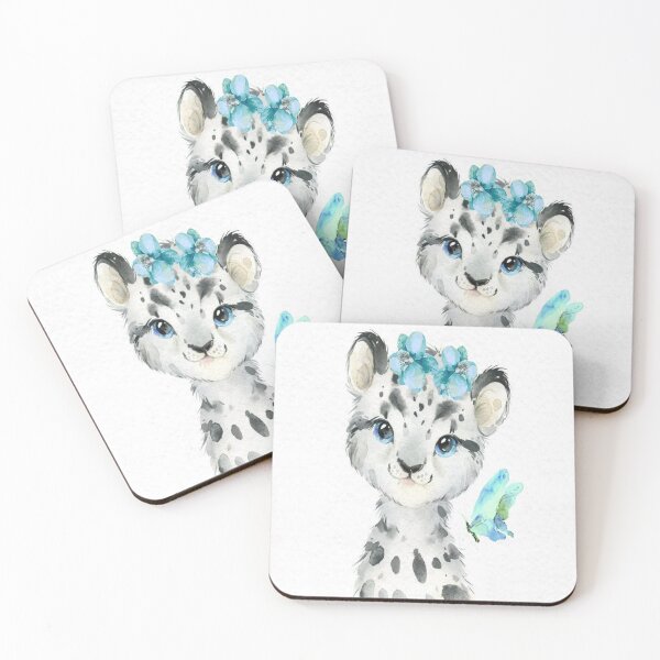 Item preview, My eyes adore you ~ Baby Leopard with blue eyes, blue flowers, and butterfly designed and sold by Barbny.