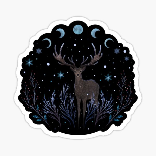 Item preview, Deer in Winter Night Forest designed and sold by episodicDrawing.