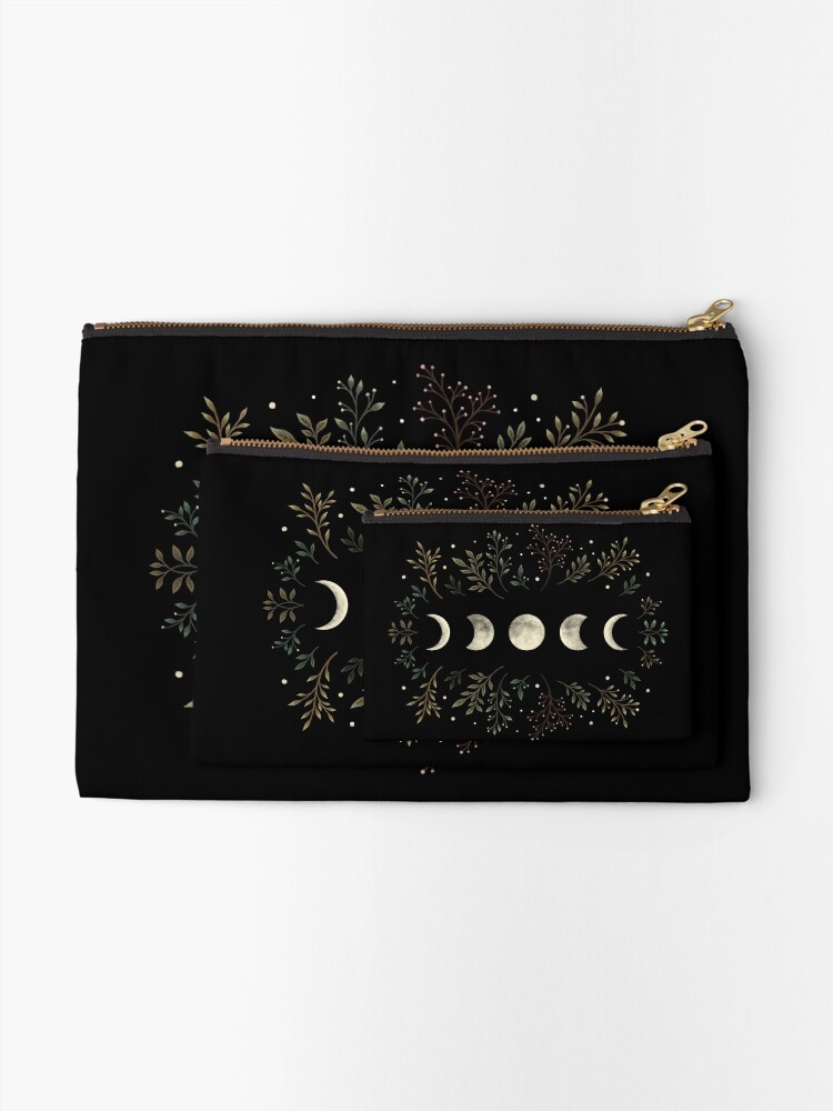 Thumbnail 2 of 4, Zipper Pouch, Moonlit Garden-Olive Green designed and sold by episodicDrawing.