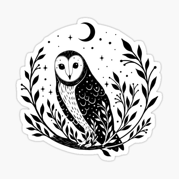 black and white owl stickers