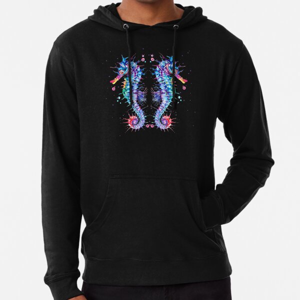 Seahorse Watercolor Illustration Lightweight Hoodie