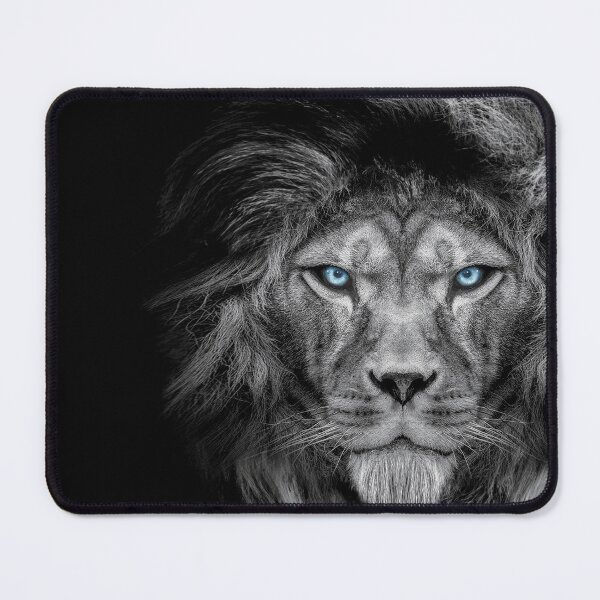 Item preview, African male lion , wildlife animal Black and white but with colored eyes designed and sold by MarketVisionAV.