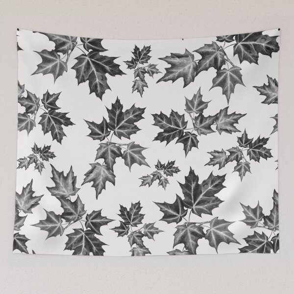 Item preview, Unique Black and white autumn leaves pattern design designed and sold by asprse.