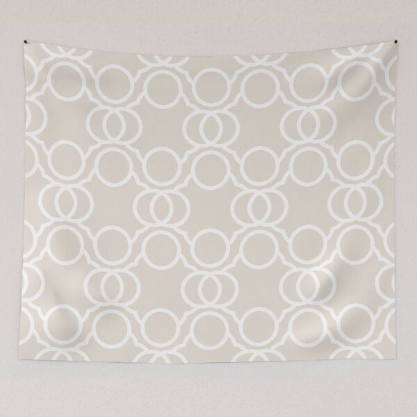Item preview, Beige and White Geometric Circle Pattern Pairs DE 2022 Popular Color Crisp Muslin DE6212 designed and sold by ColorOfTheYears.