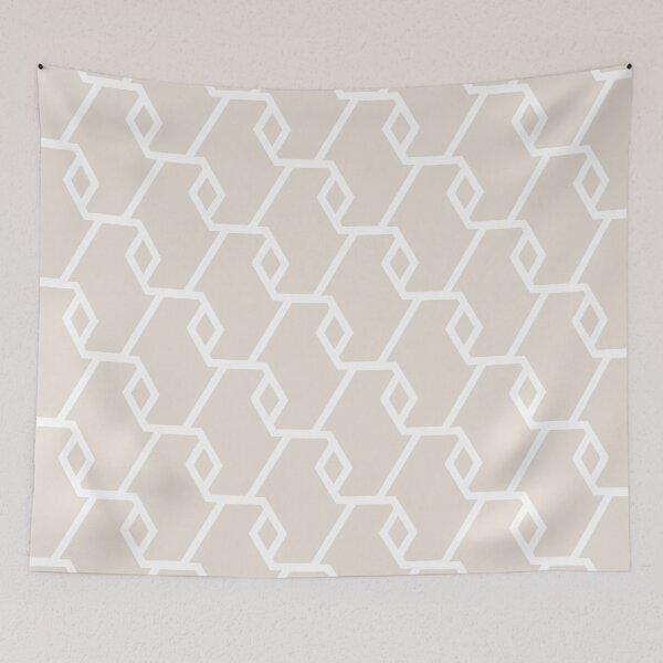 Item preview, Beige and White Diamond Line Shape Tile Pattern Pairs DE 2022 Popular Color Crisp Muslin DE6212 designed and sold by ColorOfTheYears.