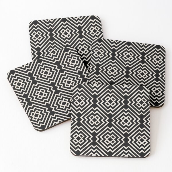 Item preview, Black and Beige Ornamental Shape Pattern 6 Pairs DE 2022 Popular Color Crisp Muslin DE6212 designed and sold by ColorOfTheYears.