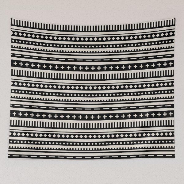 Item preview, Black and Beige Shape Horizontal Stripe Pattern Pairs DE 2022 Popular Color Crisp Muslin DE6212 designed and sold by ColorOfTheYears.