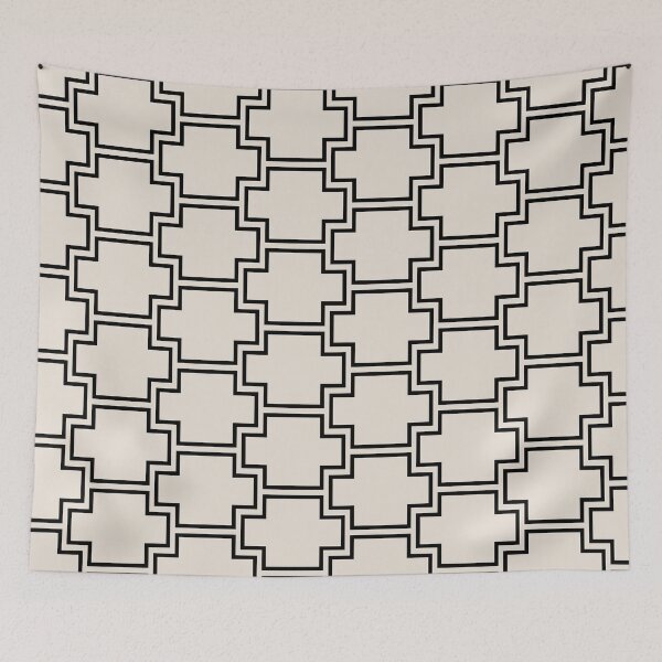 Item preview, Black and Beige Tessellation Line Pattern 2 Pairs DE 2022 Popular Color Crisp Muslin DE6212 designed and sold by ColorOfTheYears.
