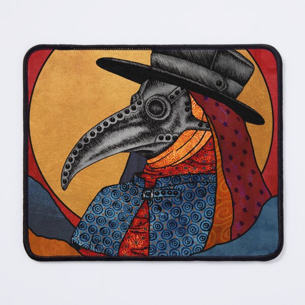 Item preview, Plague Doctor Saint. Dark art mixed media painting. designed and sold by RedFinchDesigns.