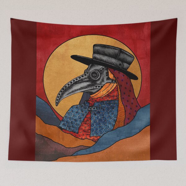 Item preview, Plague Doctor Saint. Dark art mixed media painting.  designed and sold by RedFinchDesigns.
