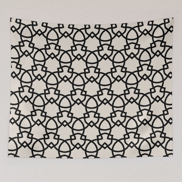 Item preview, Black and Beige Tessellation Line Pattern 28 Pairs DE 2022 Popular Color Crisp Muslin DE6212 designed and sold by ColorOfTheYears.