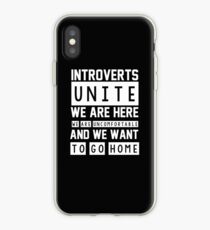 Vinilo o funda para iPhone Los introvertidos se unen. Estamos aquí, nos sentimos incómodos y queremos irnos a casa