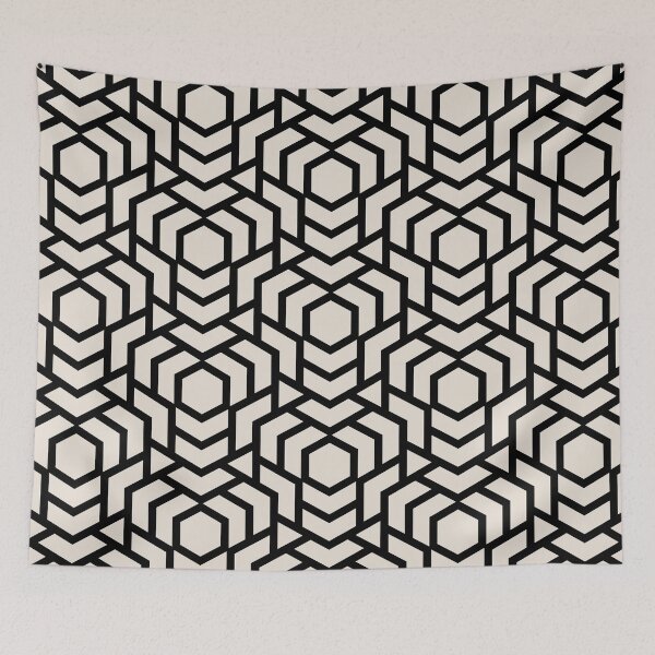 Item preview, Black and Beige Tessellation Line Pattern 38 Pairs DE 2022 Popular Color Crisp Muslin DE6212 designed and sold by ColorOfTheYears.